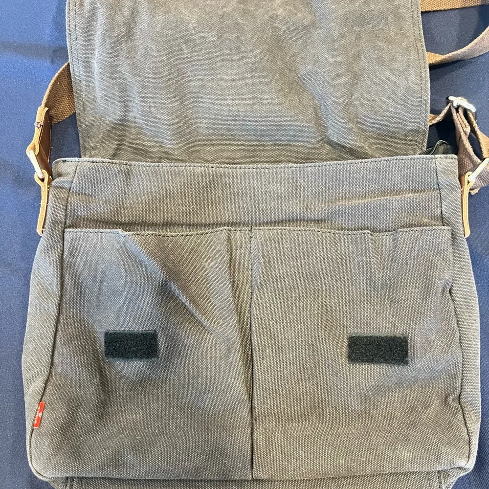 Canvas Messenger Bag in Dark Gray with Adjustable Strap